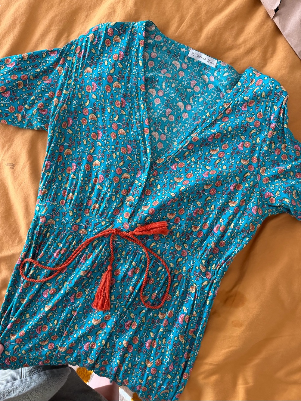 Turquoise and burnt orange boho dress